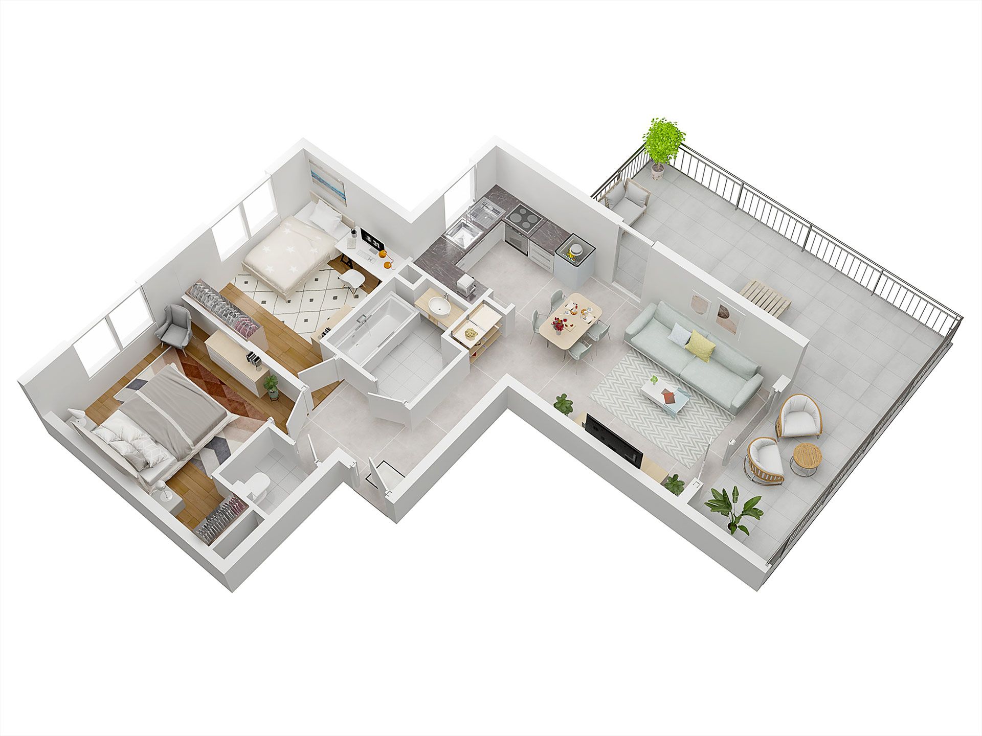 Concept Immobilier - Les Jardins d'Agathe - Appartements neufs à Florange - Axométrie logement type T3